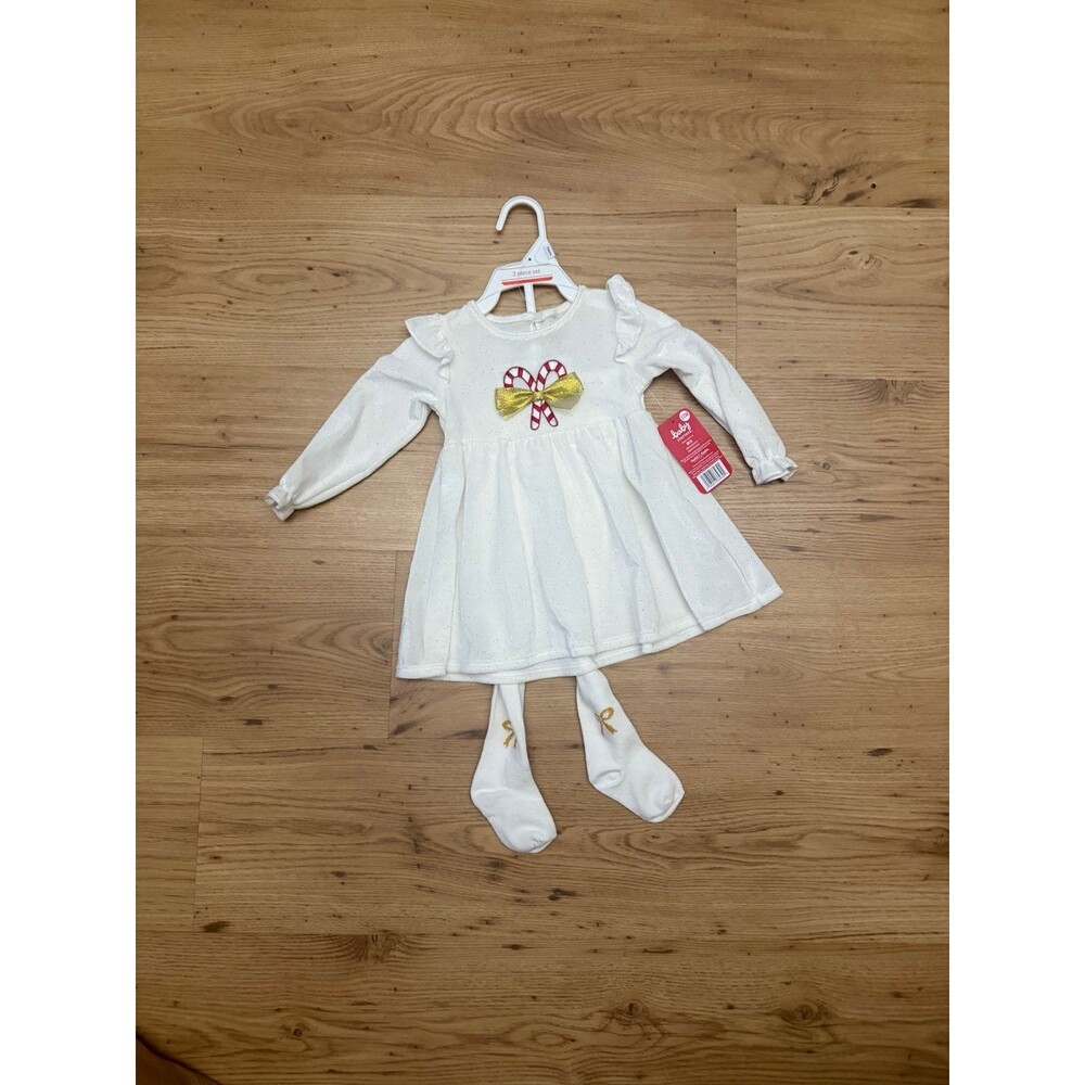 Baby Starters Candy Cane Glitter Dress & Tights Set